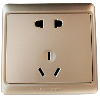 panasonic松下开关插座五孔插座带开关USB插座86型面板一位二联双控大板荧光开关香槟金电源插座适享MWA622