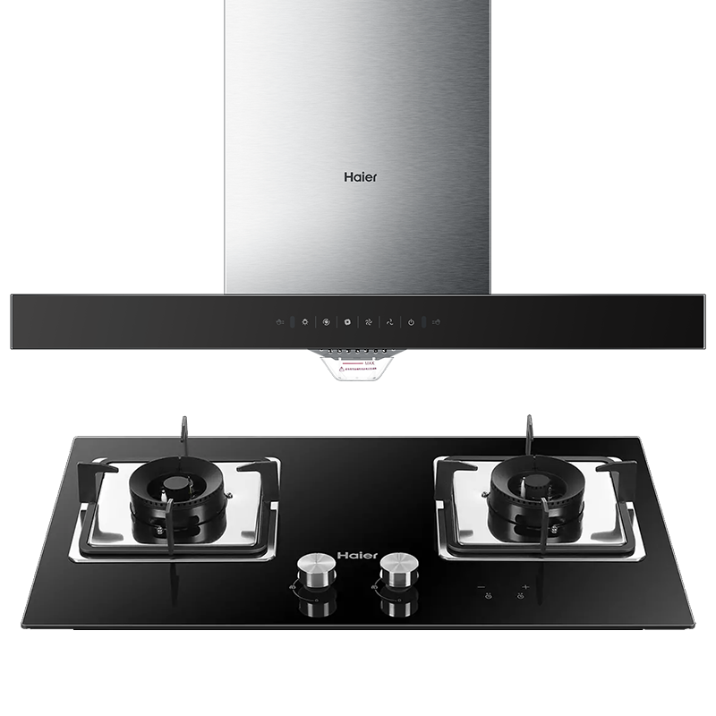 海尔(Haier)油烟机 21立方吸力顶吸抽油烟机灶具套装欧式420Pa风压高频自清洁挥手爆炒全封闭电机 et910