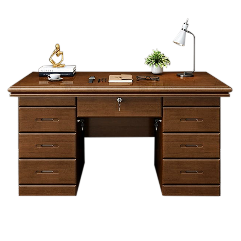 DXBG办公桌办公室中式家用书桌写字台单人C款胡桃色1.6米(办公款)
