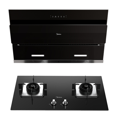 美的(Midea)烟灶套装21m³大吸力挥手智控侧吸自动清洗4.8kW大火力灶具抽油烟机燃气灶J25S+Q217B天然气
