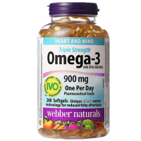 加拿大进口伟博天然webber naturals Omega3高纯深海鱼油三倍浓缩200粒 守护心脑 中老年人保健品