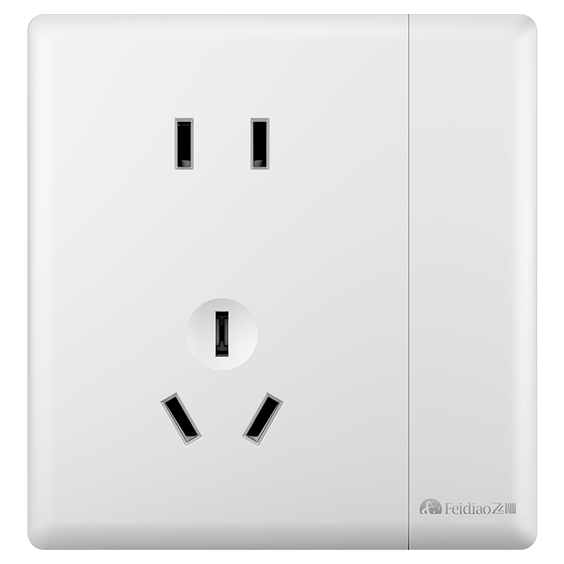 飞雕(FEIDIAO)超薄大板 开关插座格韵系列86型带开关插座面板墙壁电源插座 格韵优雅白五孔一开双