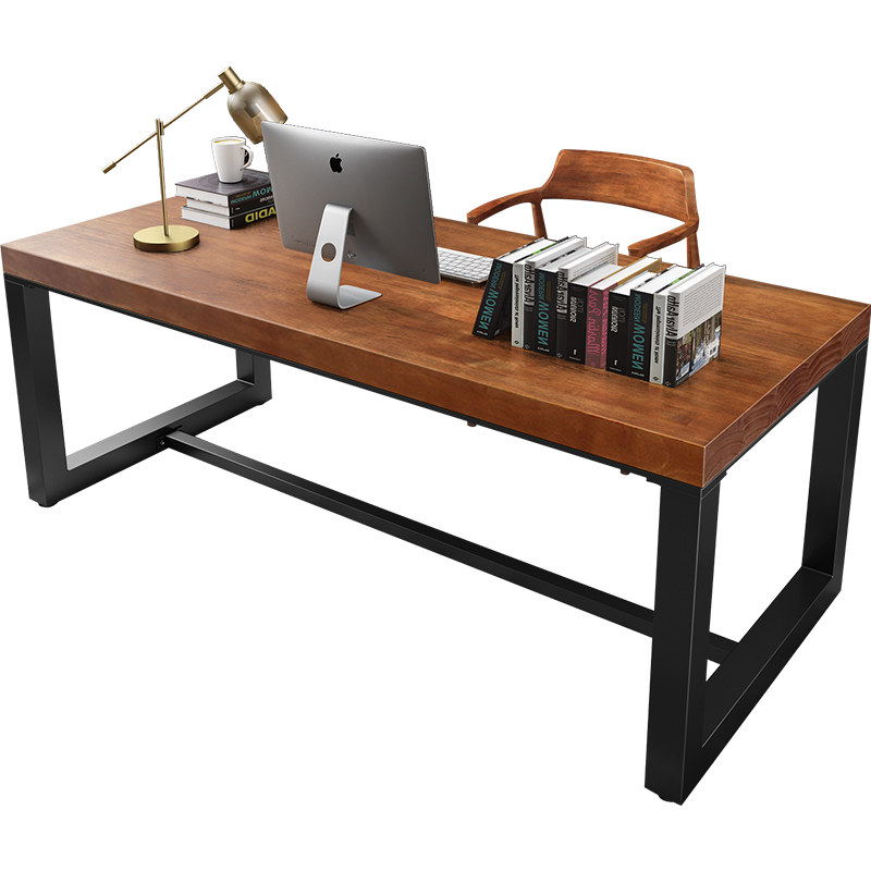 金沙公爵北欧实木铁艺电脑桌现代简约书房办公书桌卧室长条写字桌