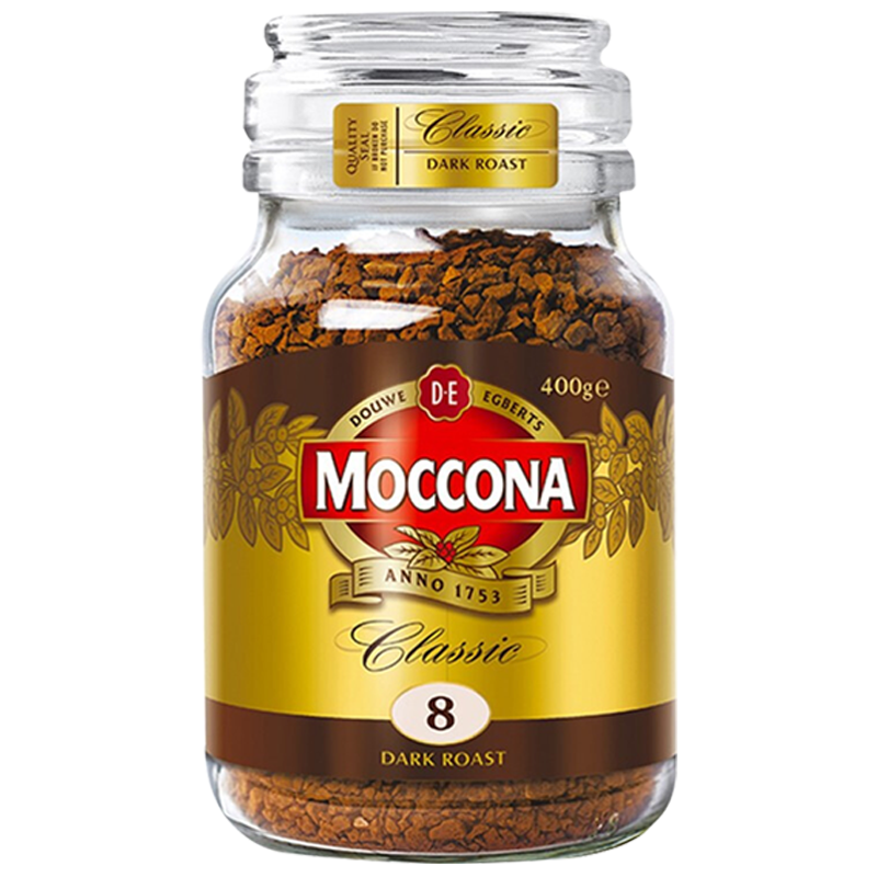 [赠极光黄吸管杯300ml]摩可纳Moccona 经典8号深度烘焙冻干速溶咖啡 无蔗糖黑咖啡 400g