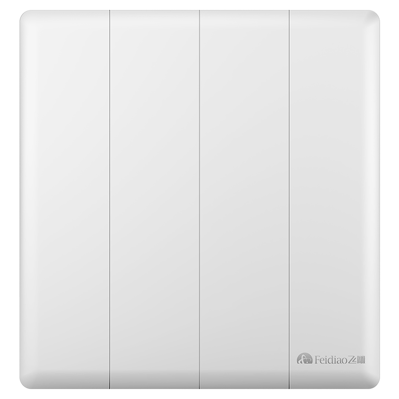 飞雕(FEIDIAO)开关插座86型家用商用 超大面板钢支架格韵系列电源墙壁开关面板 格韵优雅白四位双控开关
