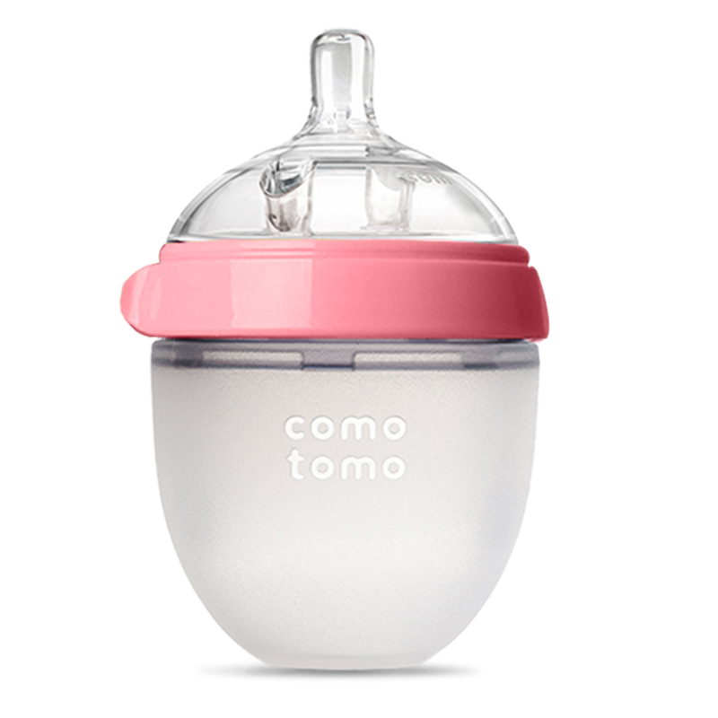 韩国原装进口正品可么多么comotomo宽口径奶瓶150ml粉色+粉色手柄+定制水嘴鸭嘴