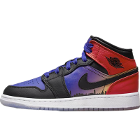 耐克Air Jordan 1 Mid AJ1黑红紫女大童中帮复古篮球鞋DX4379-400