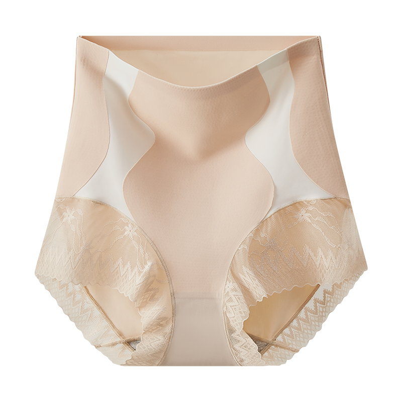 猫人收腹内裤女士冰丝高腰收小肚子提臀塑形蕾丝性感短裤 [2条装]