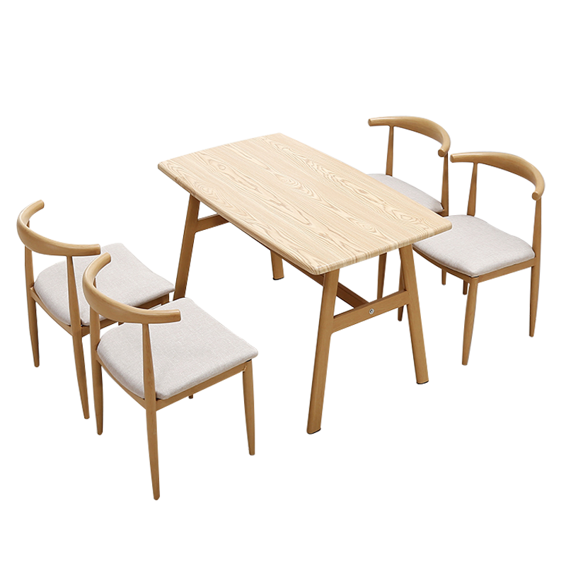 帅畅新中式餐桌食堂简约现代商用卡座桌子橡胶木4人桌1200*600*750