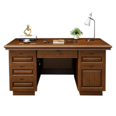 正斌办公桌办公室中式家用书桌写字台单人A款胡桃色1.6米(办公款)