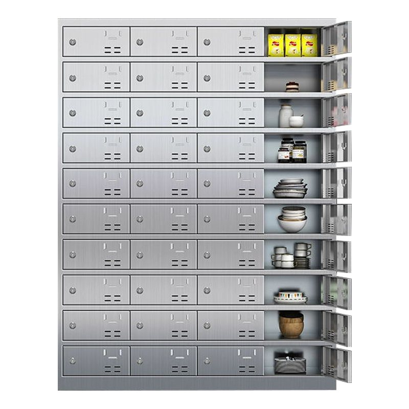 鑫升顺201不锈钢食堂带锁餐具柜40门餐盘柜钥匙锁1800*1350*400