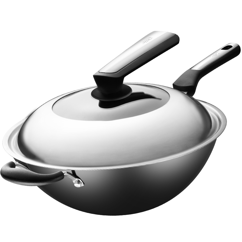 爱仕达 炒锅 铁锅/无涂层 32cm精铁圆底炒菜锅 新三代锈不了炒煎锅 燃气明火专用CF32J6WG