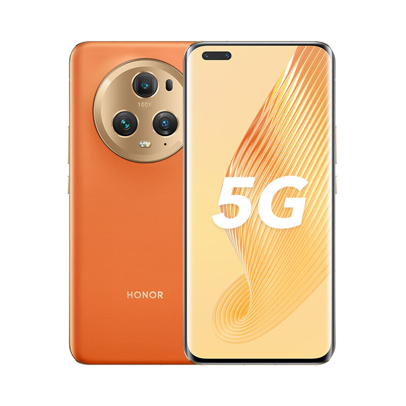 荣耀Magic5 Pro 16GB+512GB 燃橙色(素皮) 5G全网通 第二代骁龙8移动平台 5000万像素三摄 66W快充荣耀magic5pro官方原装正品手机