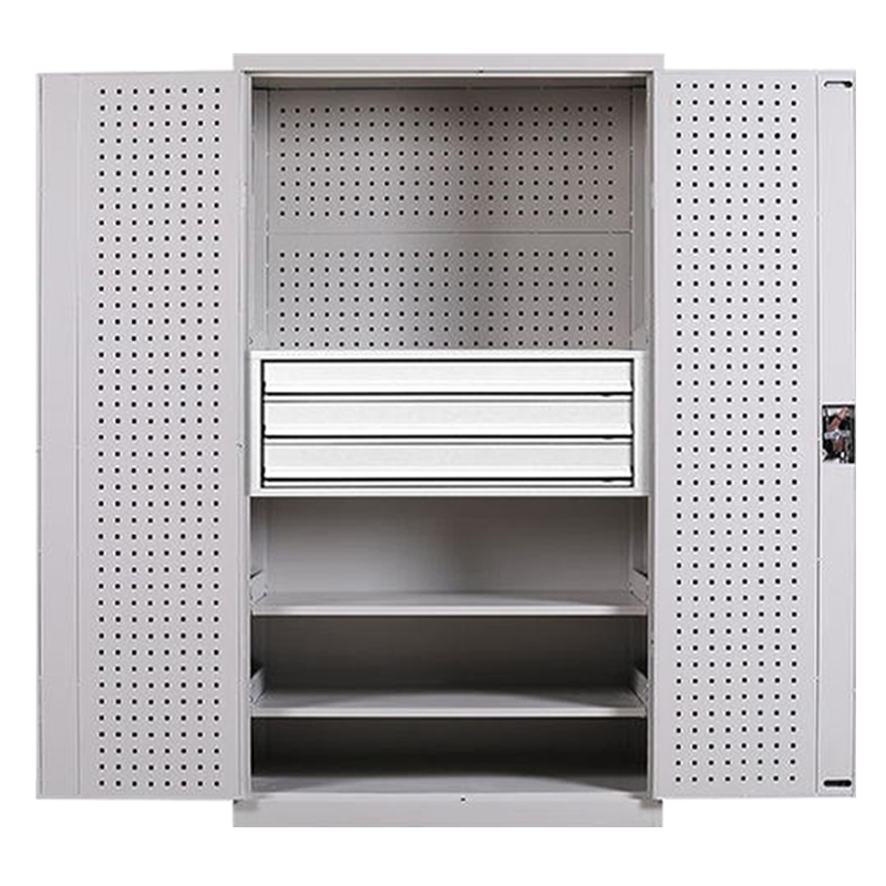 东升顺工具柜加厚铁皮储物柜工厂车间用带抽屉汽修多功能收纳柜通门内三抽柜灰白色