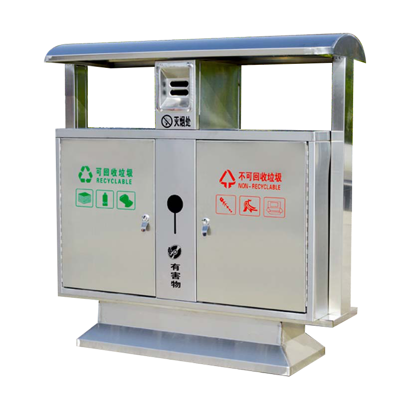 正斌户外垃圾桶大号环卫不锈钢木分类双果皮箱室外垃圾箱不锈钢桶[304+渡锌板内胆]