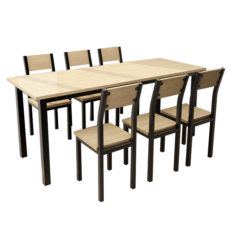 东升顺餐饮快餐小吃店餐桌椅组合长方形饭店奶茶店桌木色6人桌1800*600*750