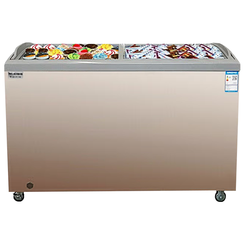 美菱(MELING)SC/SD-358GYT卧式冷冻展示柜冰柜 单温雪糕冷柜速冻冰柜商用雪柜平面玻璃门展示柜平面冰箱柜