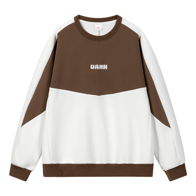 蒙洛里克重磅刺绣卫衣男士春秋季拼接撞色百搭帅气圆领上衣服宽松休闲MYW23-5030