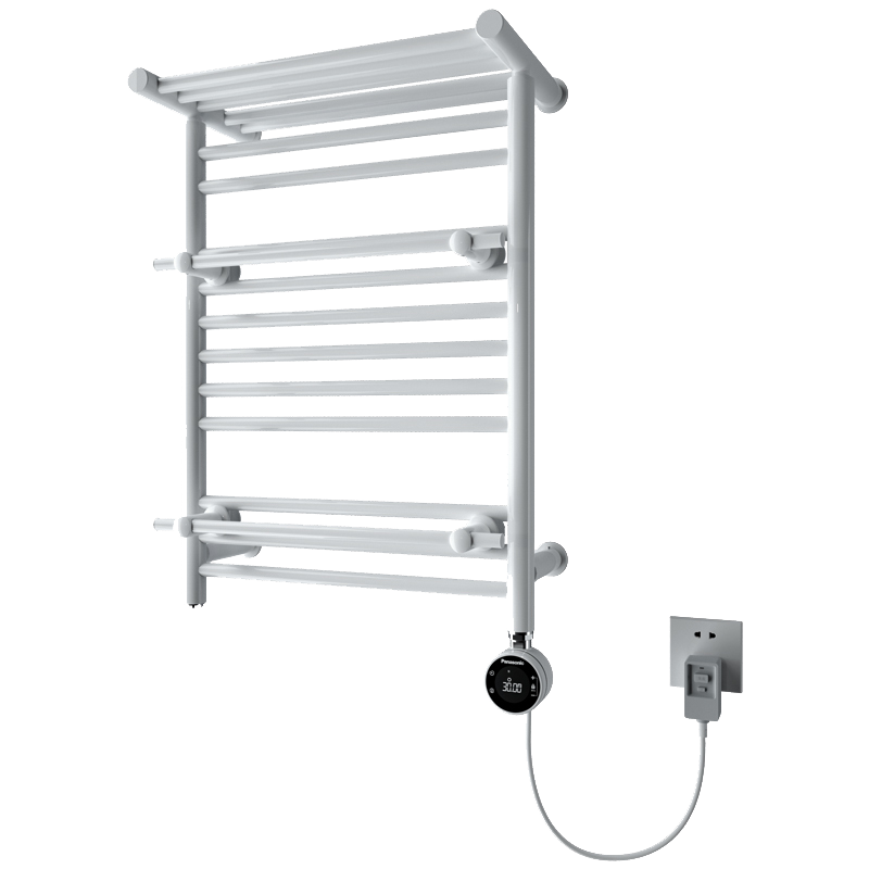 松下电热毛巾架深灰家用打孔浴室挂架加热烘干卫生间挂件浴巾置物架DJ-J0548LCG 两口之家推荐(深灰)左出线