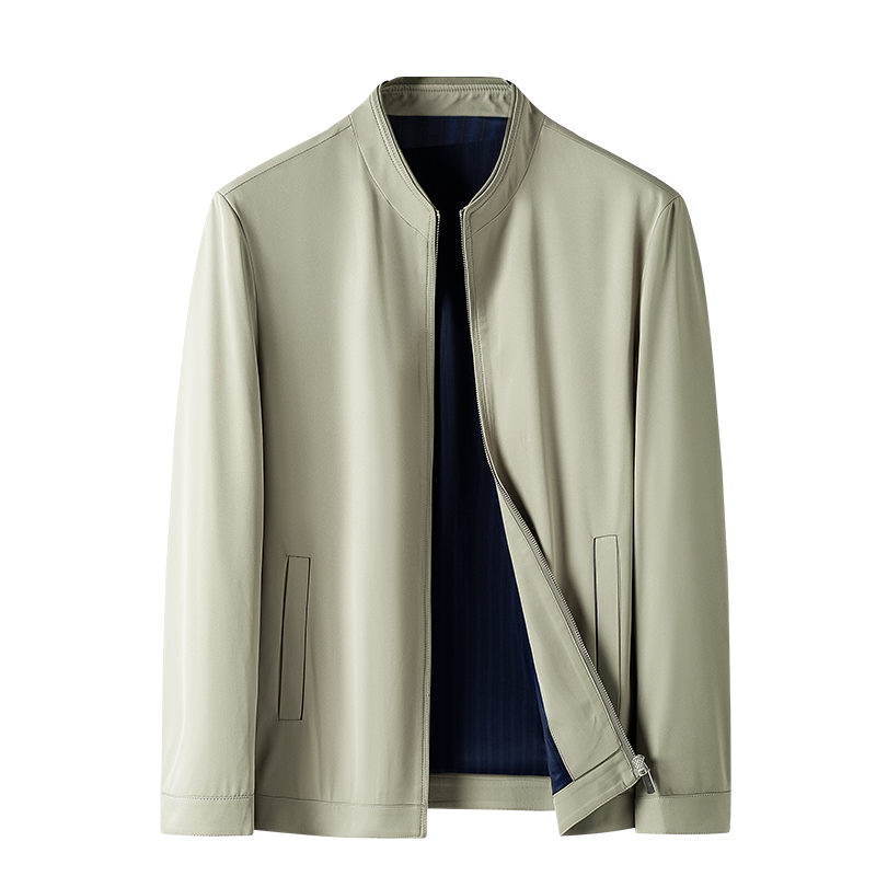 皮尔卡丹外套男士2023秋装新款时尚休闲中年男装立领夹克开衫潮