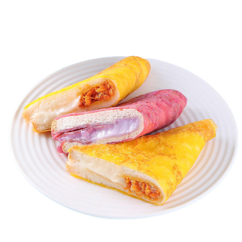 认真香芋芋泥肉松三明治蛋皮三明治面包片营养早餐吐司