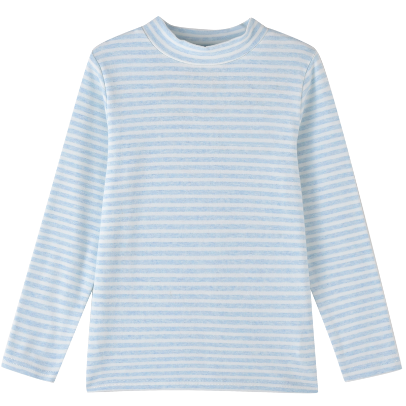 铅笔俱乐部秋装新款女童t恤男童条纹上衣中大童半樽领打底衫