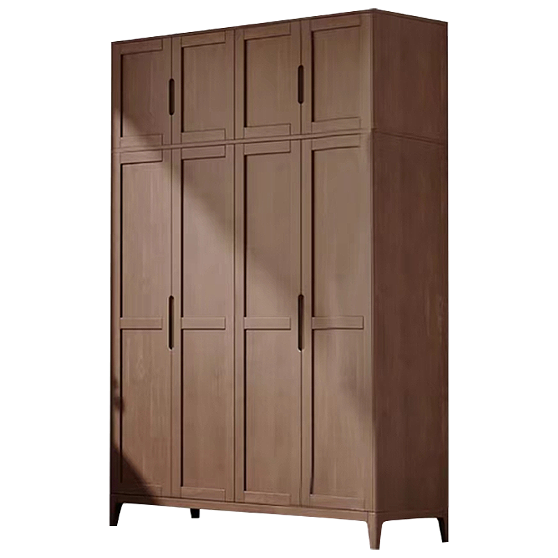 尔迈 木质更衣柜宿舍公寓储物柜四门更衣柜带顶柜