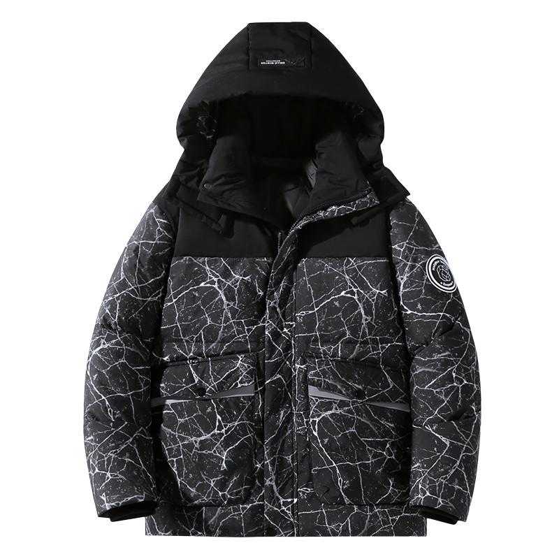蒙洛里克羽绒服男女冬季加厚短款2022新款保暖防寒连帽迷彩青年休闲外套YR921