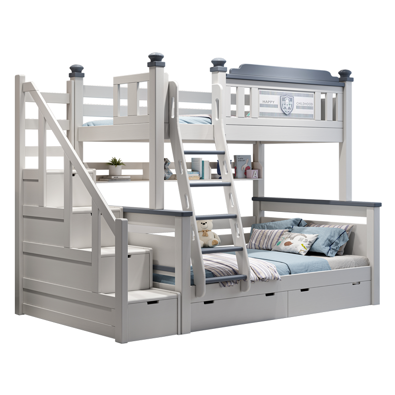 百冠环球 上下铺双人床实木经济型子母床小户型可拆卸儿童高低床樱桃木两层上下床