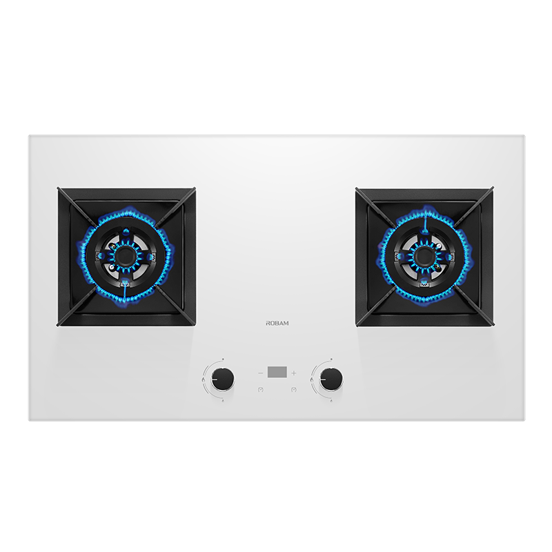 老板(ROBAM)5.0kW定时燃气灶白色钢化玻璃煤气灶天然气灶具以旧换新双眼灶嵌入式炉具自营37B8XW(天然气)