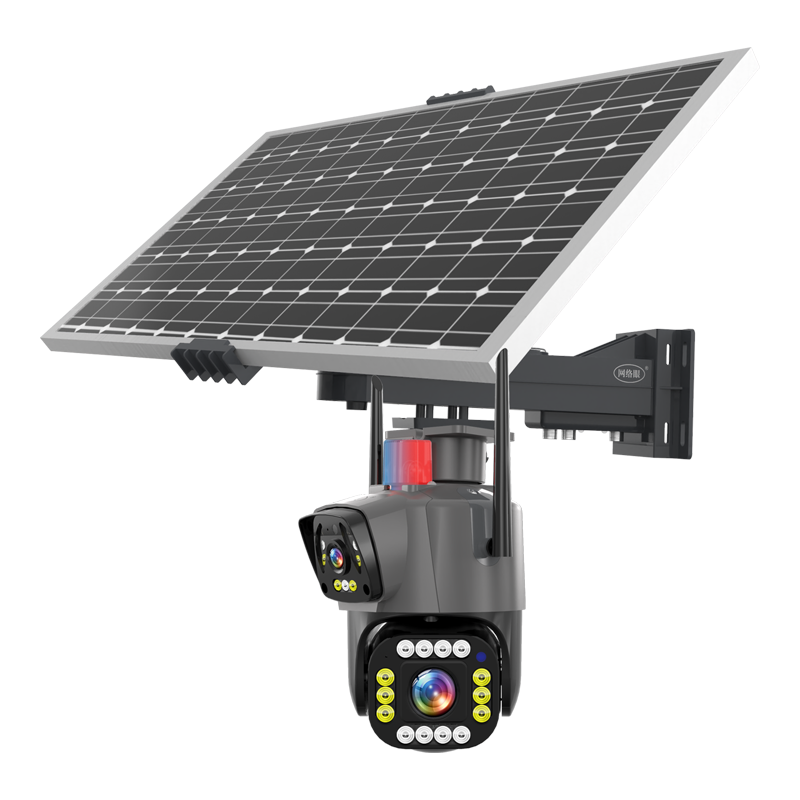 网络眼太阳能双镜头双画面无电无网360度全景带夜视