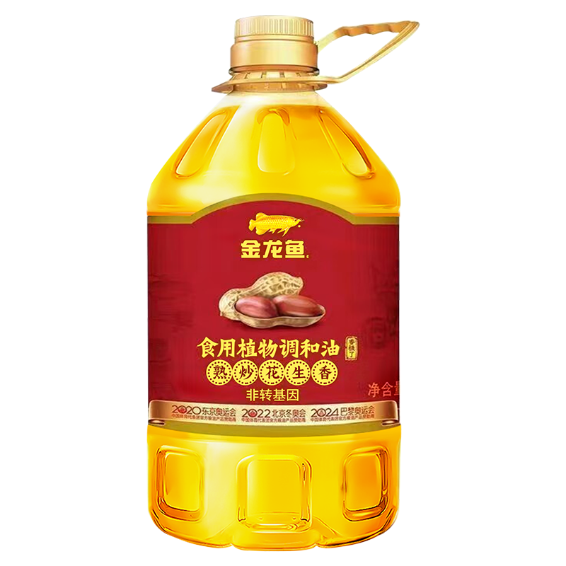 金龙鱼熟炒花生香食用植物调和油5L/桶装炒菜家用烹饪
