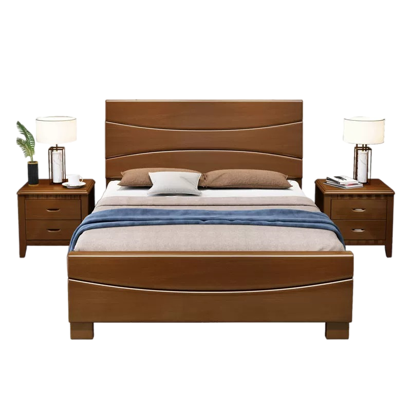 橡胶木深胡桃色主卧大床1.5米