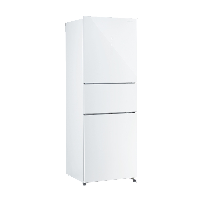 松下(Panasonic)NR-EC28AGA-W 280升 三电冰箱 风冷无霜 银离子除菌 玻璃面板 变频家用三开