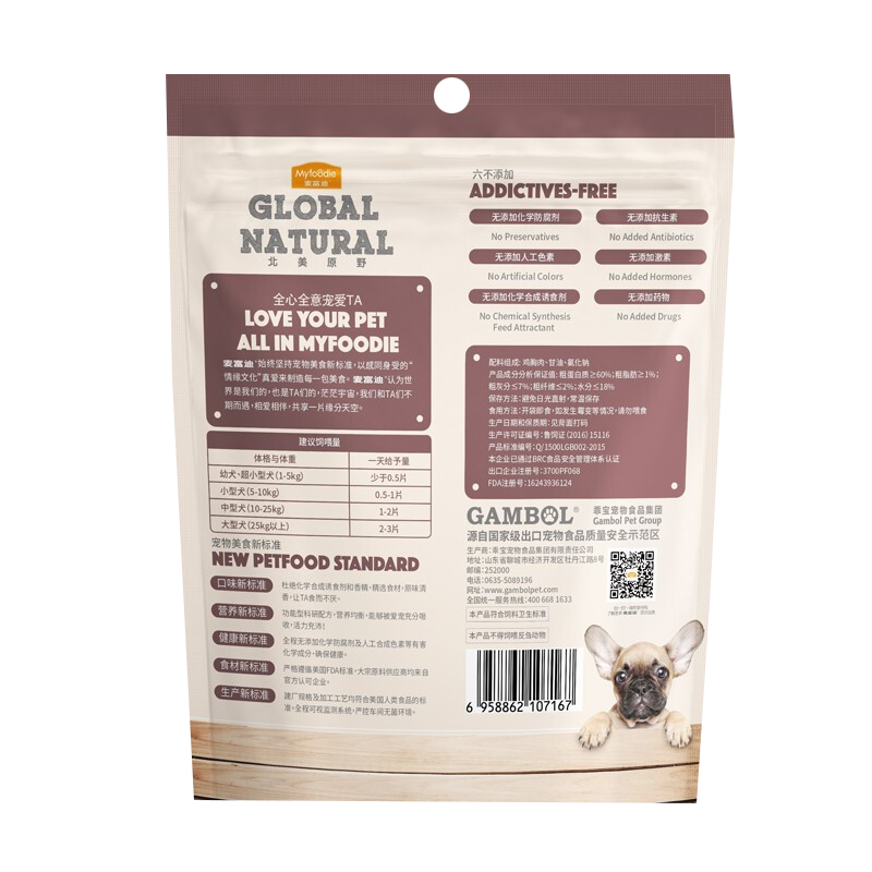 麦富迪狗狗零食粮 北美原野宠物鸡肉干鸭肉干 鸡胸肉鸭胸比熊泰迪训练奖励 [0淀粉高蛋白 磨牙解馋]鸡肉干360g