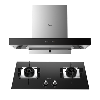 美的(Midea)烟灶套装22m³大吸力挥手智控欧式自动清洗4.8kW猛火灶具抽油烟机燃气灶TN306+Q217B天然气