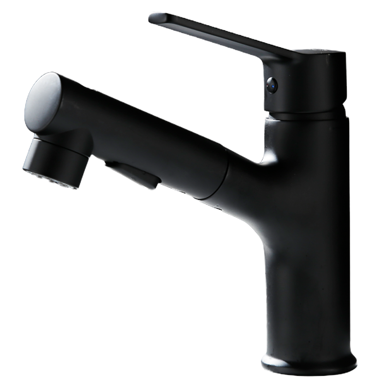 藤谷/TUNGO 洗脸盆冷热水龙头抽拉式精铜主体面盆双孔龙头防溅台盆洗手池可拉伸卫浴龙头