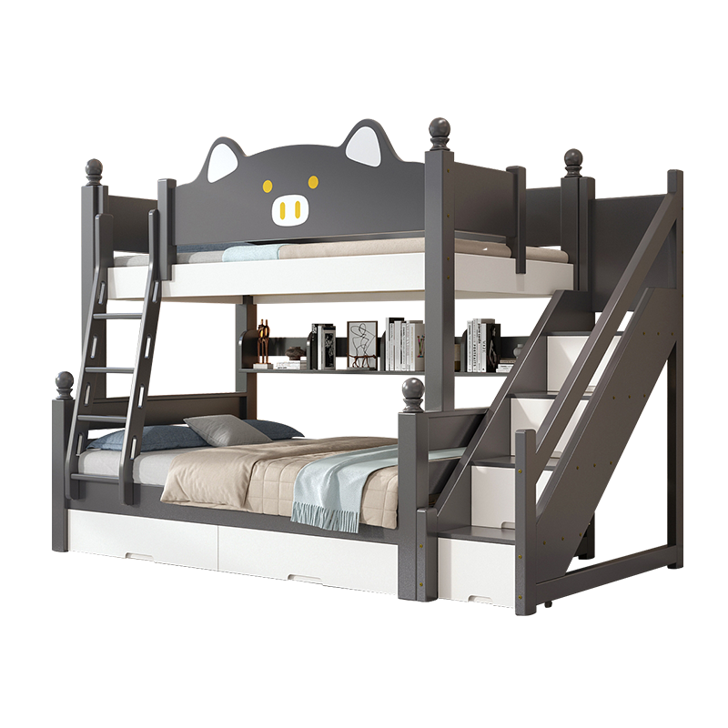 欧梵森 小猪款橡胶木儿童床男女孩现代双层上下子母床小户多功能实木高低床儿童高低床儿童家具小孩床卧室上下母子床