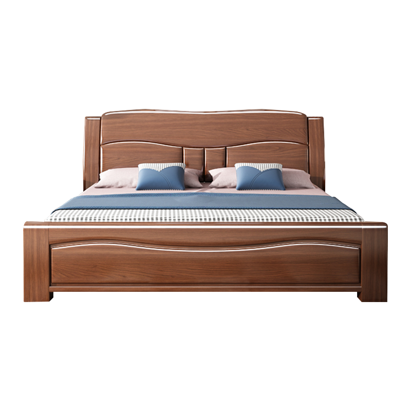 欧梵森 胡桃木实木床现代简约橡木中式床单人床双人床卧室家具婚床大床高箱储物床1.5米1.8米床主卧床