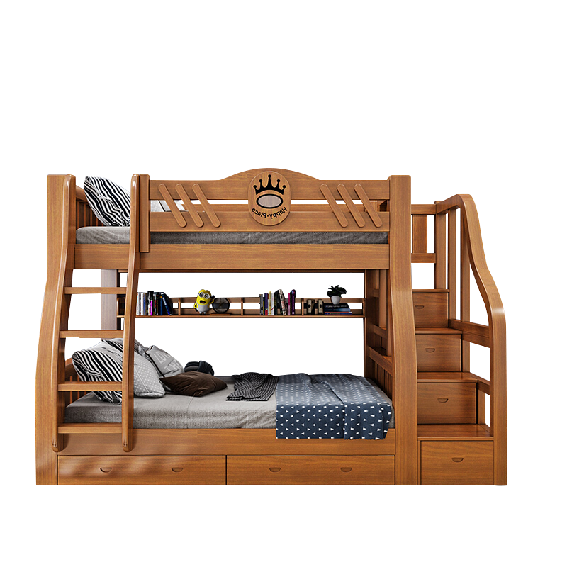 百冠环球 上下床全实木儿童床美式双人床高低床男孩女孩公主床上下铺多功能上下铺成人母子床