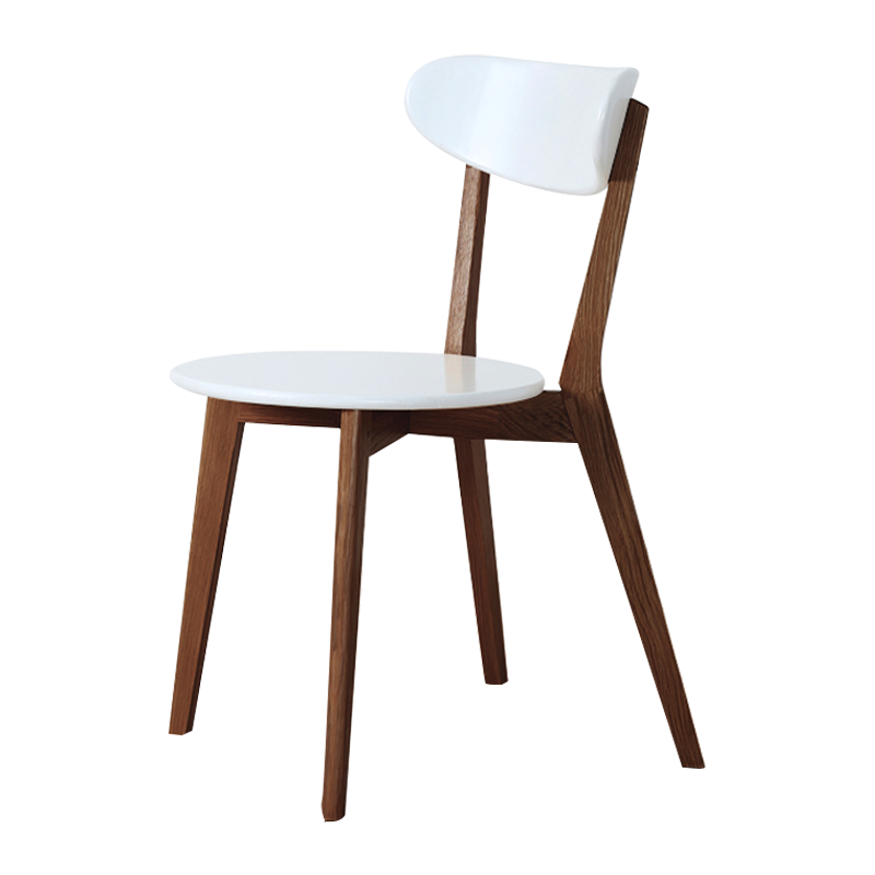 铭威盾餐椅简约现代休闲书桌椅餐桌凳子橡木靠背椅胡桃色骨架白色圆形座面