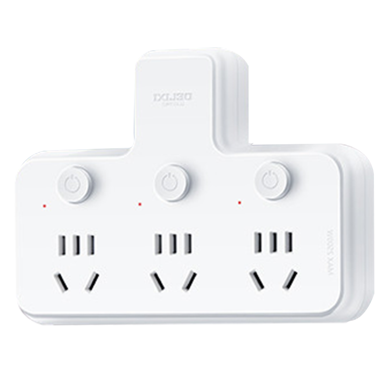 德力西转换器扩展usb带开关插头分插器多功能家用一转二三排插座