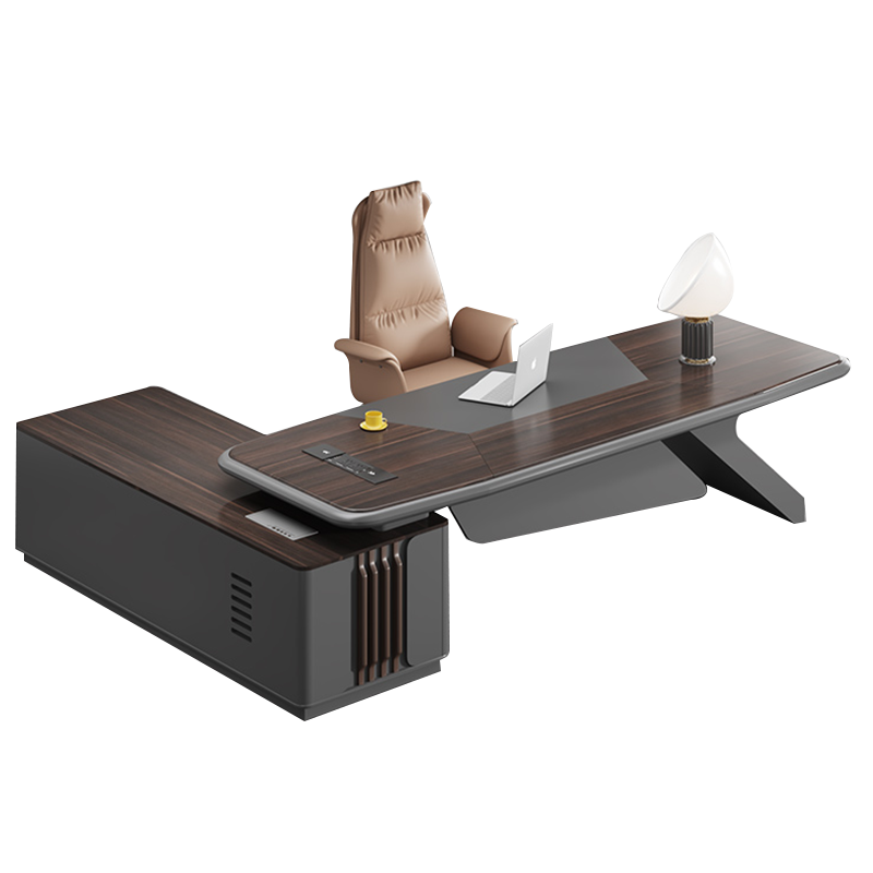 质凡轻奢老板桌办公桌董事长总裁桌烤漆大班台 3.2米老板桌