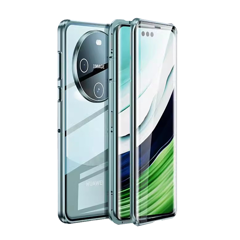 安美宝 华为mate60pro手机壳mate50保护套双面玻璃mate30透明带金属镜头磁吸5G版全包防摔超薄女创意男