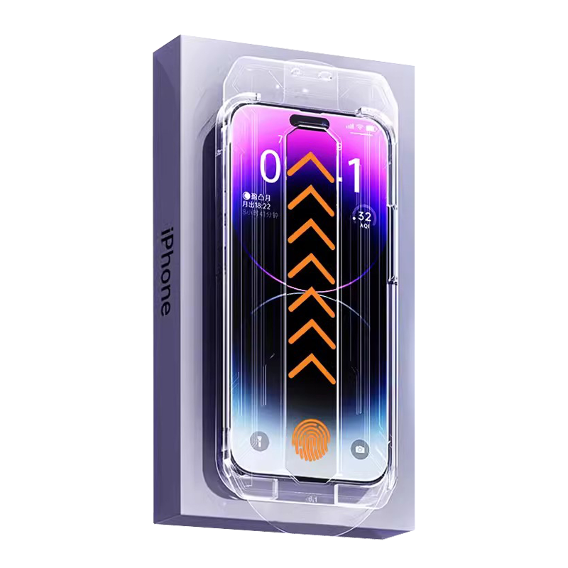 安美宝苹果14/15ProMax防窥钢化膜iPhone13手机膜12/11无尘仓15Pro无孔膜pm贴膜神器Plus全屏