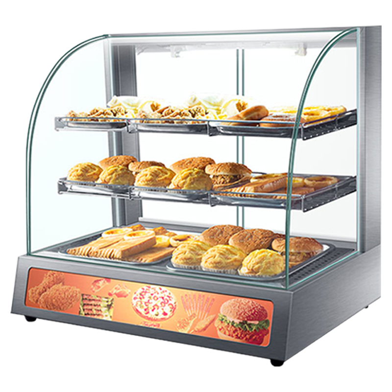 乐创/(Lecon) 商用保温柜展示柜保温电热台式陈列柜熟食柜 加热熟食面包蛋挞熟食快餐店保温柜 2P不锈钢款