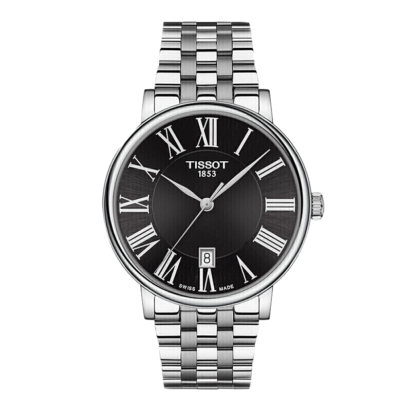 天梭(TISSOT)瑞士手表 卡森臻我系列腕表 钢带石英男表T122.410.11.053.00