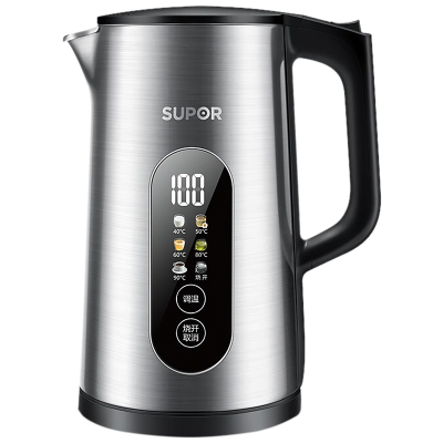 苏泊尔(SUPOR) 电热水壶 1.7L大容量触控调温3种煮水模式 壶身智能显温 不锈钢电水壶 SW-17J60A