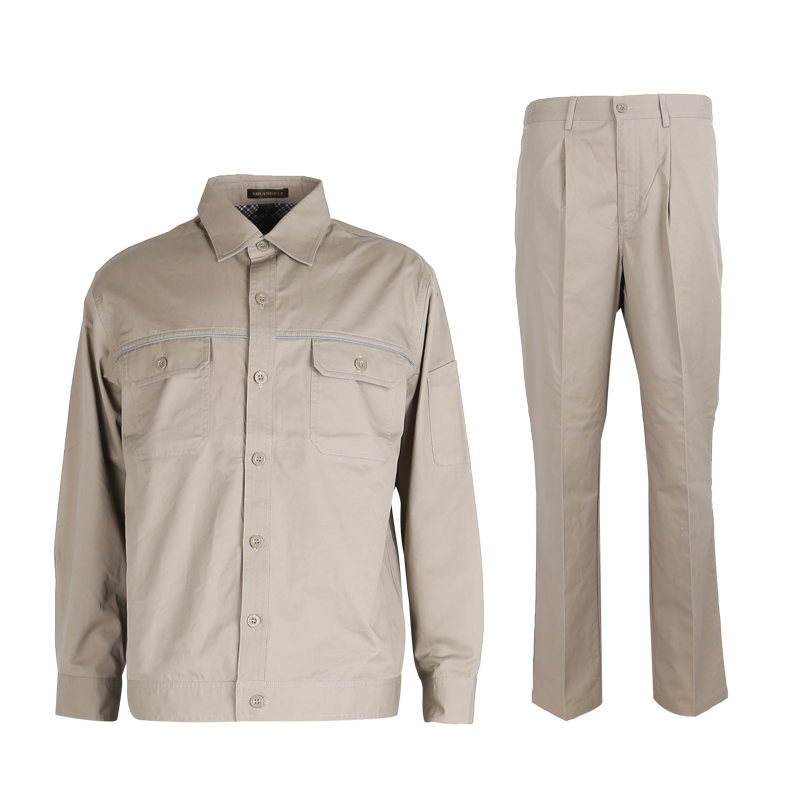 双惠男女款夏季标志工作服SHW-124,面料100%棉,杏色155-195(套)