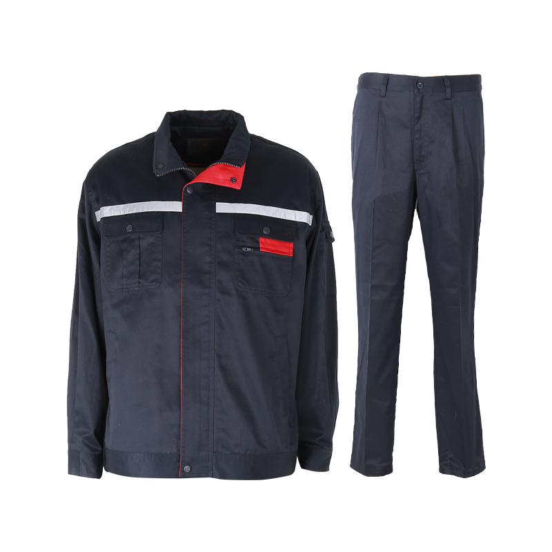 双惠男女款春秋标志工作服SHW-72,面料100%棉,黑色,带反光条155-195(套)